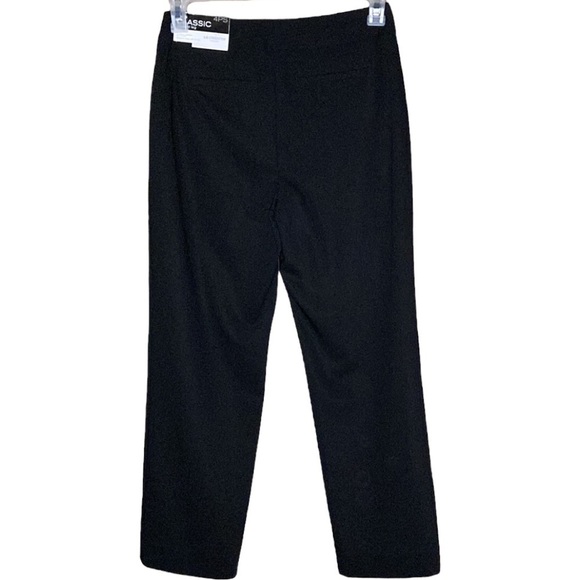 Liz Claiborne | Audra Black Career Pants Straight Leg 4 Petite Short - Picture 2 of 6